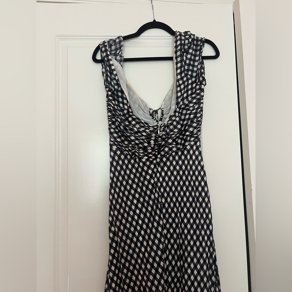 JCREW Collection tie-neck cap-sleeve maxi dress in gingham size 10 - Picture 11 of 14